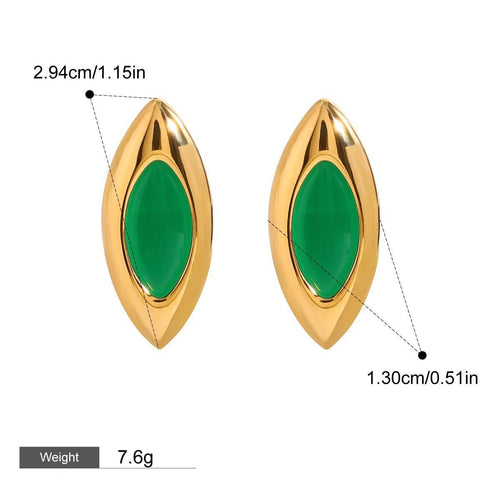 18K gold geometric/flower-shaped inlaid gemstone design light luxury noble earrings