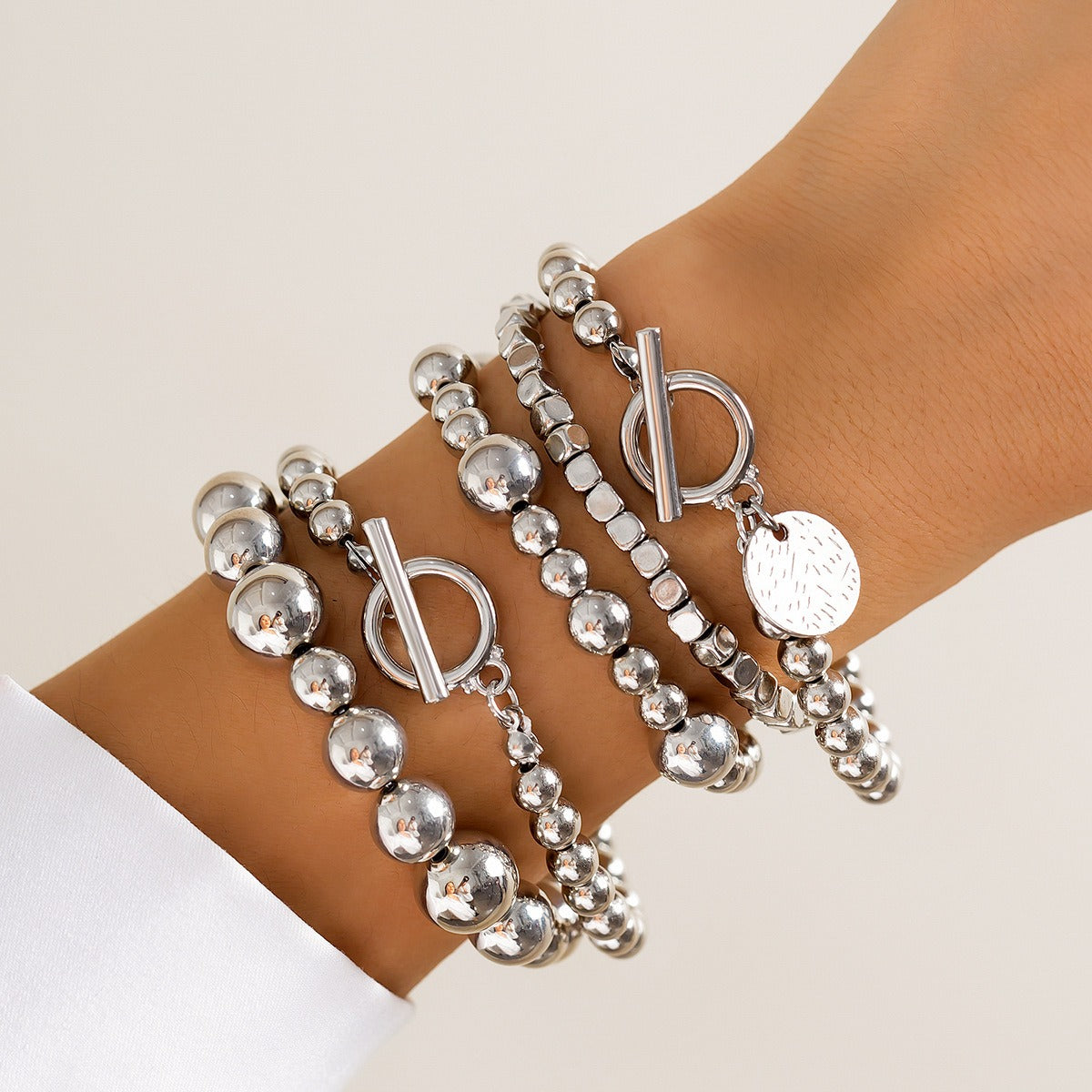 Imitation Pearl Stacking Bracelet