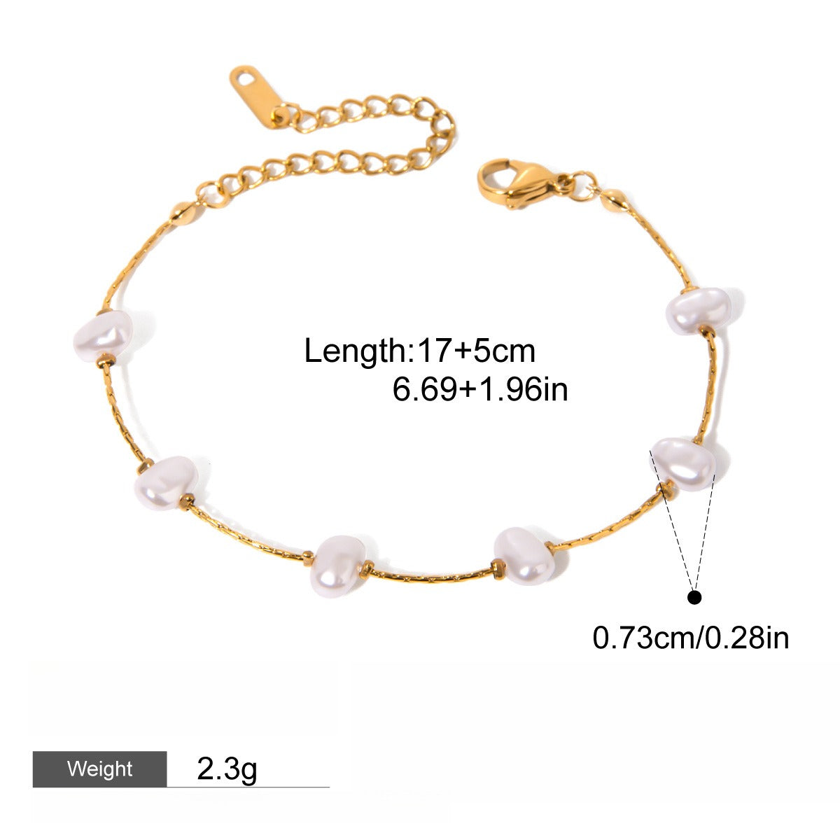 18k gold stainless steel pearl bracelet