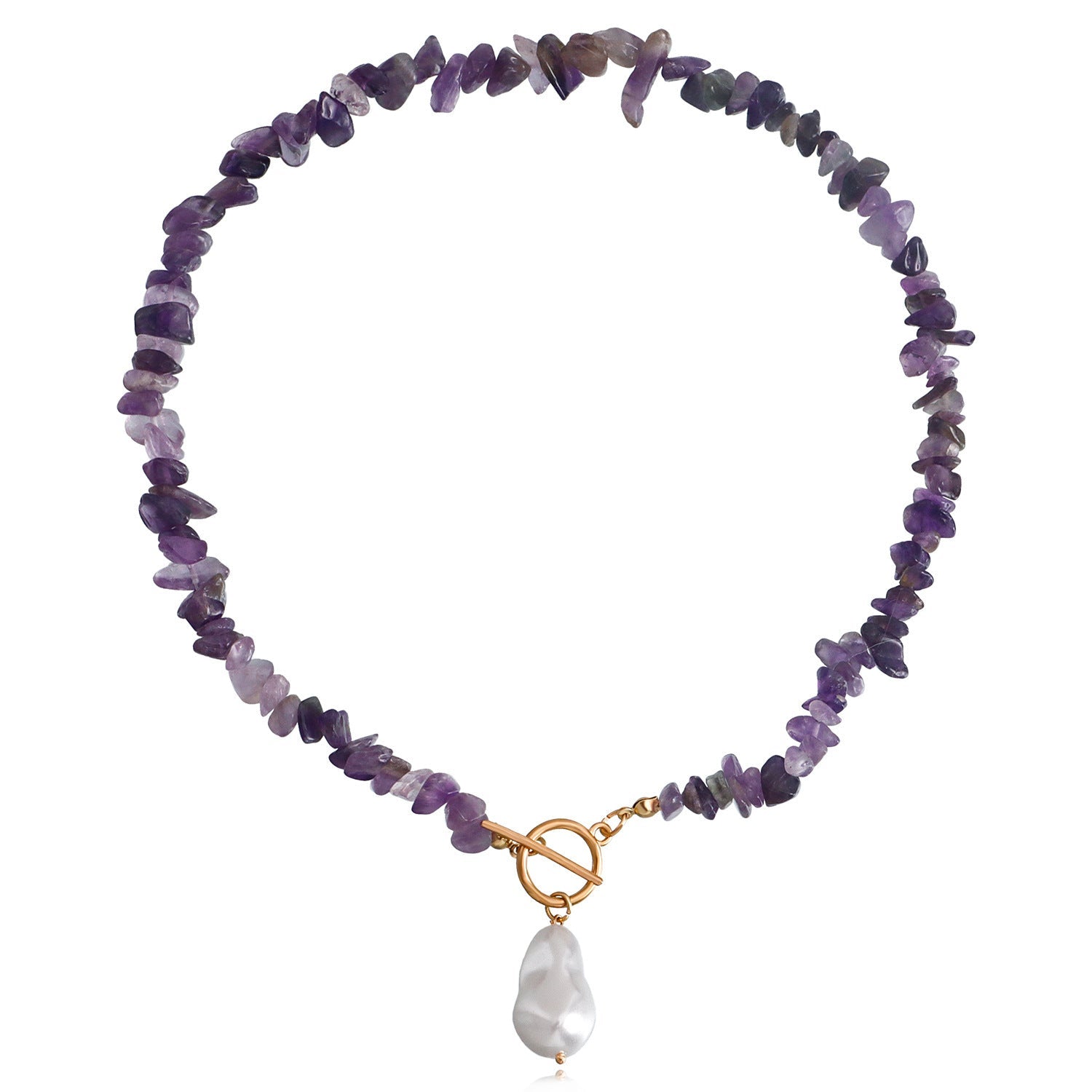 Natural Gravel Gemstone OT Buckle Necklace