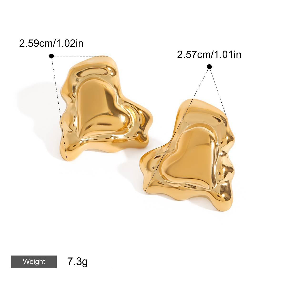 18k gold heart-shaped earrings with exquisite and noble design