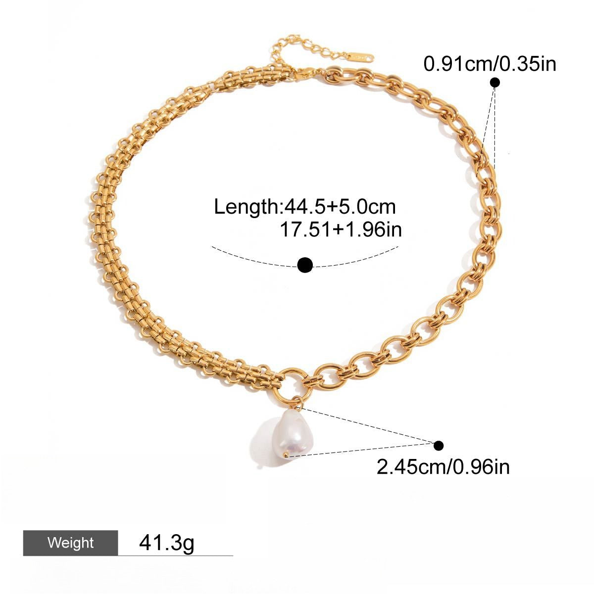 18k gold stainless steel pearl bracelet