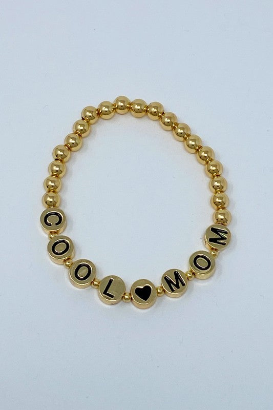 Cool Mom Gold Beaded Bracelet Womens Mothers Day Gift