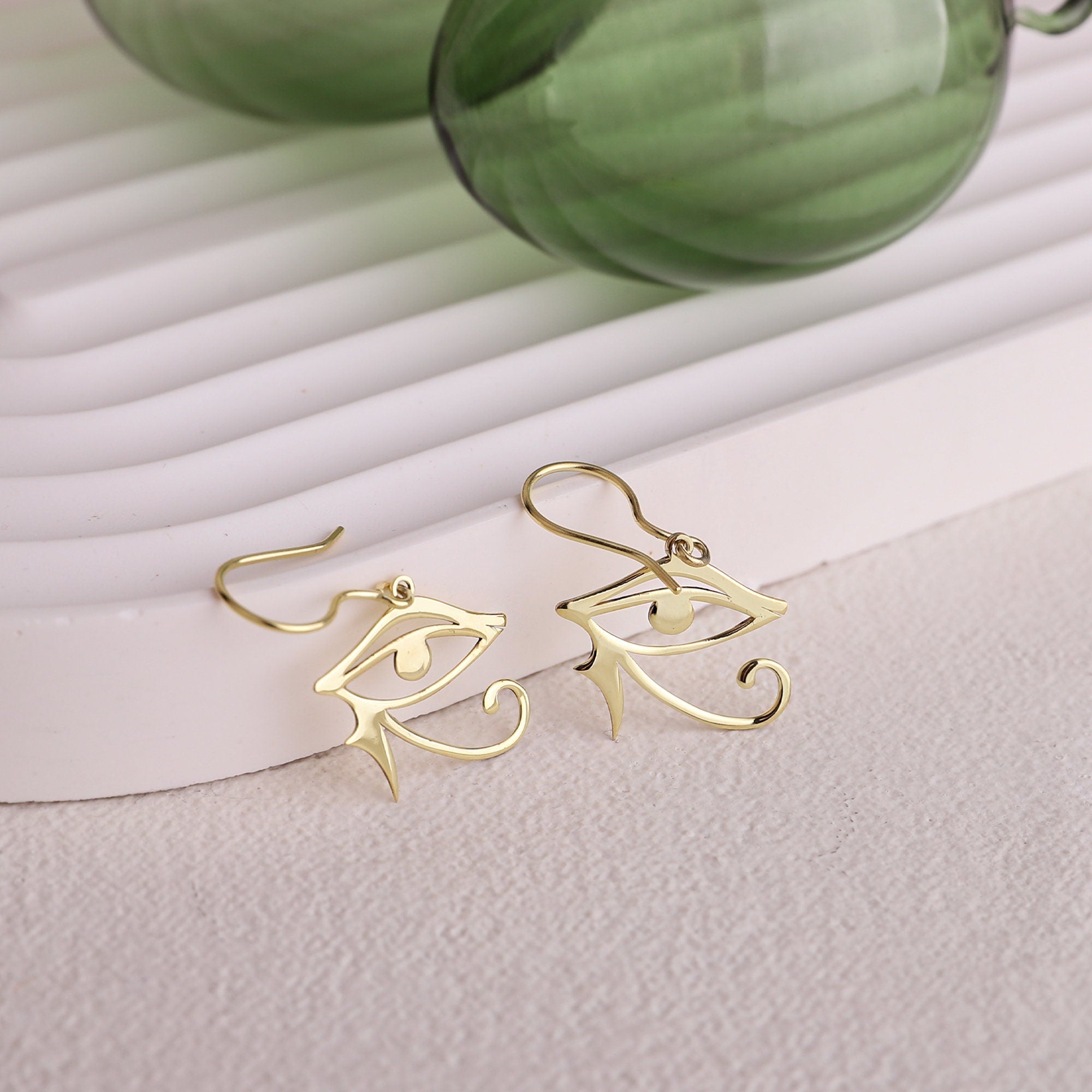 Ra Jewelry Eye of Ra Dangle Earrings - Unique Egyptian-Inspired Design for a Bold Statement